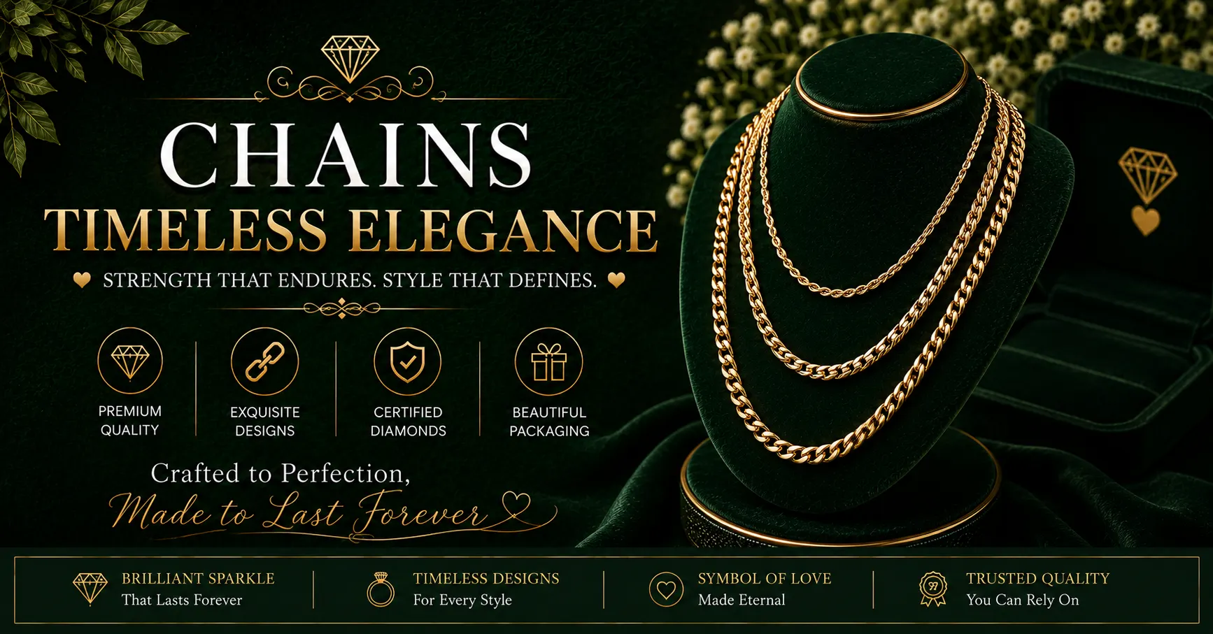 Stylish gold chains in classic and contemporary designs