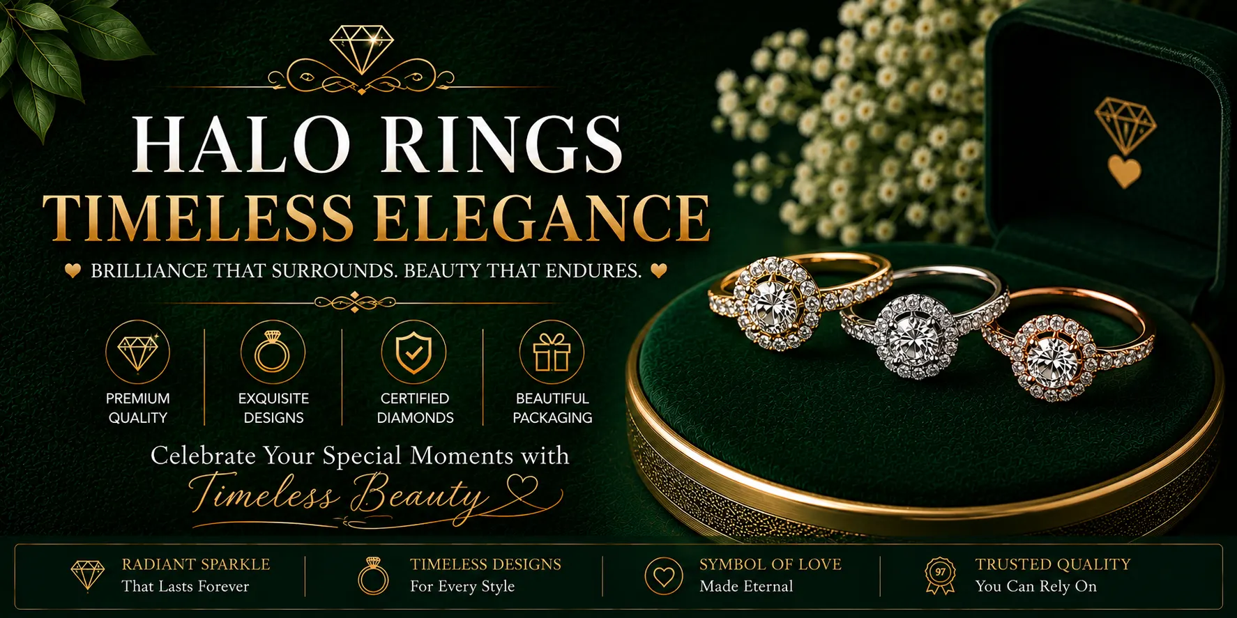 Elegant Halo Rings featuring a brilliant center diamond surrounded by sparkling accent stones from StuddedBay.