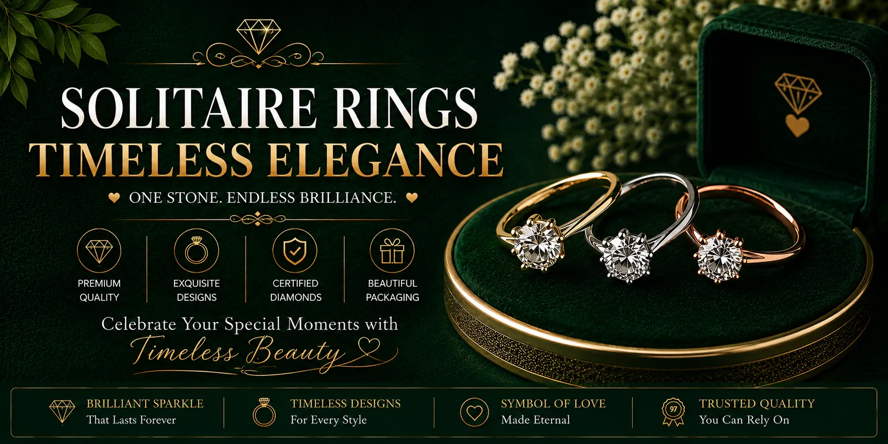 Elegant solitaire diamond ring featuring a classic centre stone and refined band design from StuddedBay