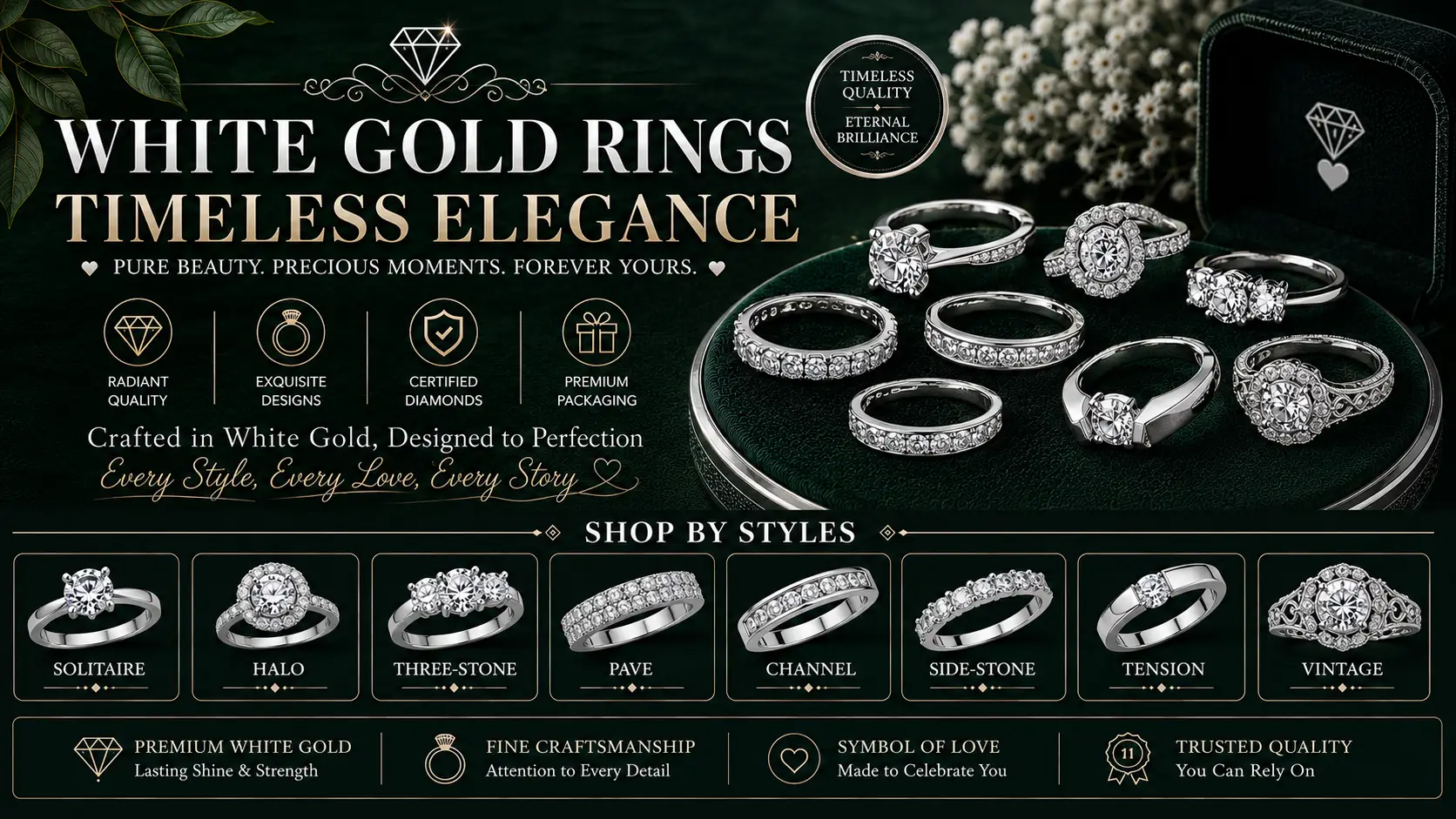 Luxury white gold diamond ring featuring elegant gemstone setting and premium craftsmanship by StuddedBay.