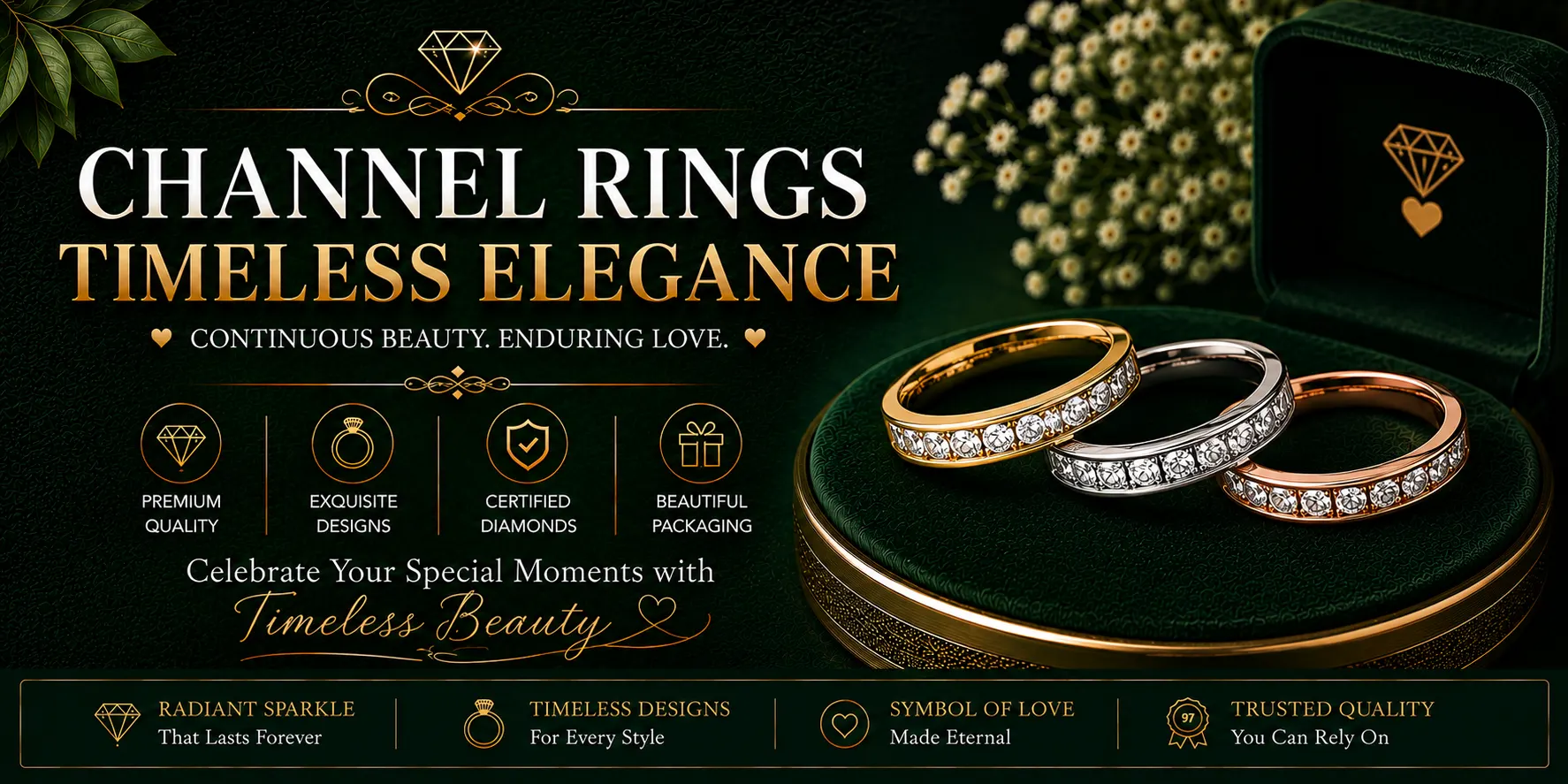 Elegant channel set diamond ring featuring closely arranged diamonds within a polished band from StuddedBay Canada