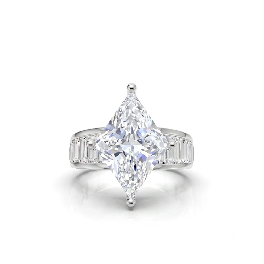 2.54 Carat IGI Certified Lab Grown Lozenge Step Cut Diamond Engagement Ring in 14K White Gold